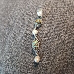 Elegant Silver and Turquoise Pearl Earrings